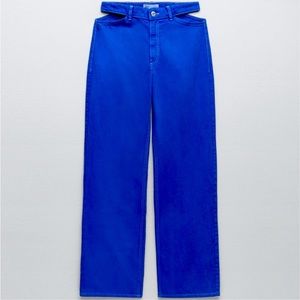 Zara wide leg jeans with cut outs, size 34, US 2
